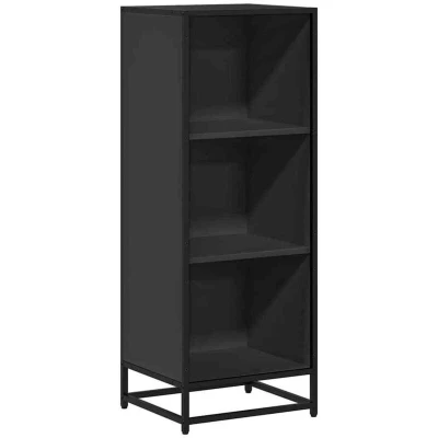 Image of vidaXL Book Cabinet Black 3 Shelf Bookcase/Storage Unit Engineered Wood/Metal Modern Design Office/Home Use 40x35x107.5 cm