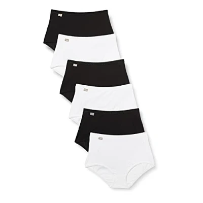 Image of Playtex Womens Essential Cotton Maxi X6 Brief, White/Black, 24 UK