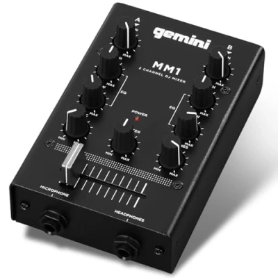 Image of Gemini MM1 2 Channel Compact Pocket Sized DJ Mixer (Black)