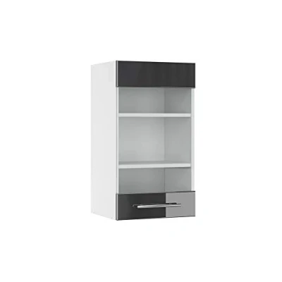 Image of Vicco Glass kitchen cabinet Fame Line, Anthracite high gloss/White, 40 cm
