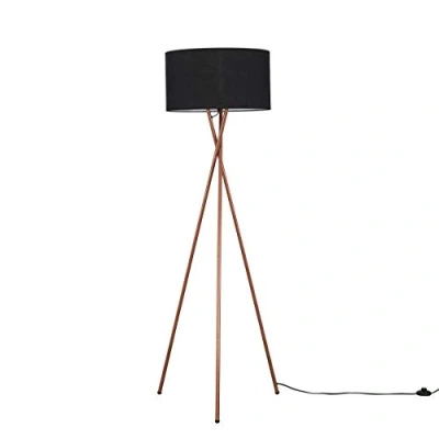 Image of MiniSun Modern Copper Metal Floor Lamp with a Black Shade Lamps &amp; Torchieres, Home Décor Improvement Essential Includes 6W LED Bulb [3000K Warm White]