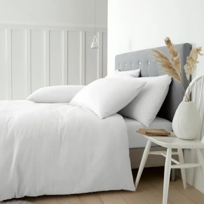 Image of Catherine Lansfield Brushed Cotton Double Duvet Cover Set with Pillowcases White