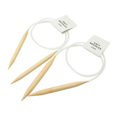Image of 10mm 12mm Natural Bamboo Wooden Circular Sewing Crochet Knitting Needles Tube Sweater Needlework Tools (2pcs/Set)