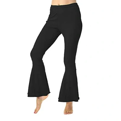 Image of 60s 70s Flared Trousers Ladies Disco Groovy Fancy Dress Saterday Night Fever Black Hippie Chick Medium