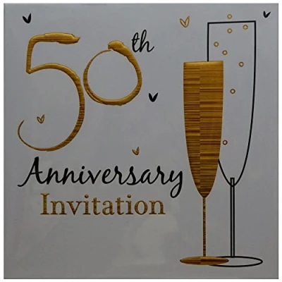 Image of 50th Golden Wedding Anniversary Party Invitations {Holographic} 36 Cards with Envelopes