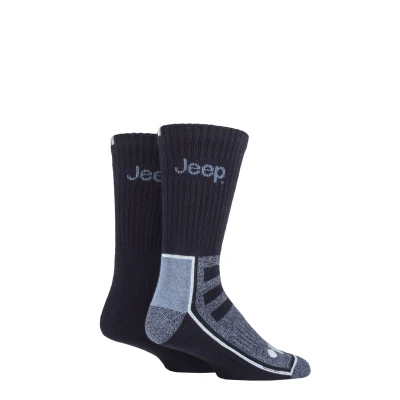 Image of Mens 2 Pair Jeep Exclusive to SOCKSHOP Bamboo Boot Socks Navy / Blue 6 11