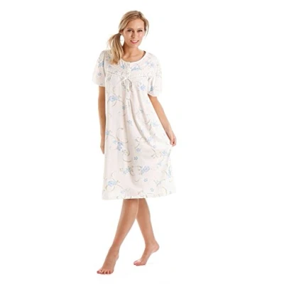 Image of Undercover Ladies Ladyolga Short Sleeve Jersey Cotton Nightie 0104 Blue 22 24