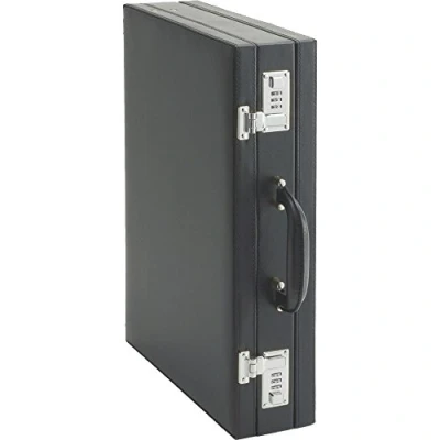 Image of Alassio 92300 PONTE attache case briefcase with expandable fold, imitation leather, black