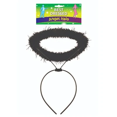 Image of Black Devil Feather Angel Halo Headband Fancy Dress Costume Hen Party Halloween up