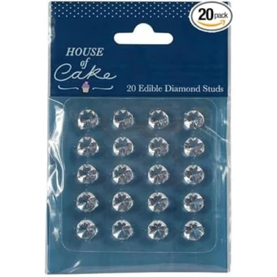 Image of House of Cake Clear Jelly Gems, Edible Diamond Studs, Decoration, 10mm, Pack 20