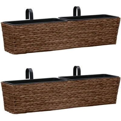 Image of vidaXL Planters 2 pcs Water Hyacinth Brown