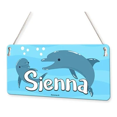 Image of Beenanas Dolphins Underwater Sea Personalised Childs Bedroom Door Sign Name Plaque