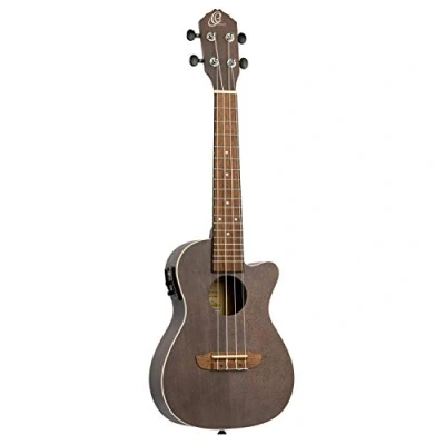 Image of Ortega Guitars Concert Ukulele Electro Acoustic Earth Series with Cutaway Okoume, Black (RUCOAL CE)