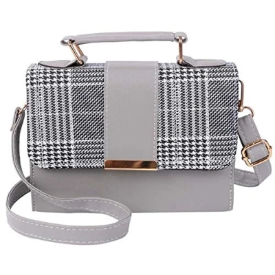 Image of Cllym Summer Fashion Women Bag Leather Handbags PU Shoulder Small Flap Crossbody Bags for Messenger sac femme,grey plaid