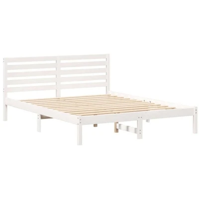 Image of vidaXL with Headboard White 160 x 200 cm Solid pine wood