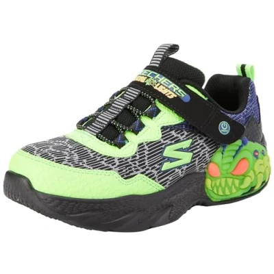 Image of Skechers Boys Trainers, Black &amp; Lime Synthetic/Textile/Trim, 1 UK
