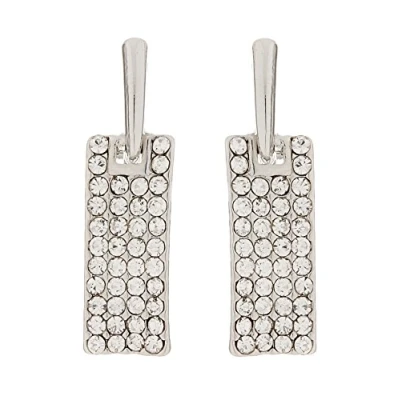 Image of Clip On Earrings Silver Plated Drop With Clear Crystals Adele S