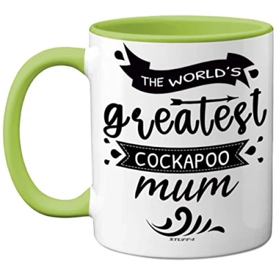 Image of Stuff4 The World&#039;s Greatest Cockapoo Mum, Gifts for Lovers, Dog Mum Mug, Cockerpoo Women, 11oz Ceramic Dishwasher Safe Premium Green Mugs