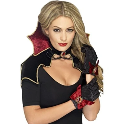 Image of Smiffys Fever Women&#039;s Vampire Princess Costume, Dress with Attached Collar