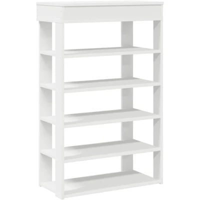 Image of vidaXL Shoe Rack White Engineered Wood Modern Slim Storage 60x30x98 cm for Entryways and Hallways
