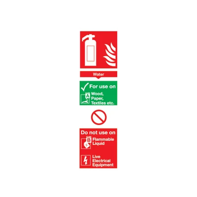 Image of Sitesafe Water Fire Extinguisher Vinyl Sign 100 x 300mm