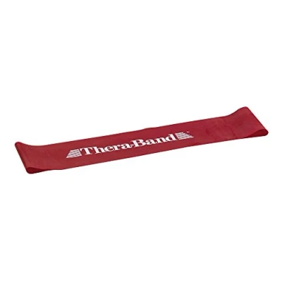 Image of THERABAND Resistance Band Loop, Professional Latex for Pilates, Crossfit, Yoga, Stretching, Physical Therapy, Strength Training without Weights, 30.5cm, Red, Medium, Beginner Level 2, 10 Pack