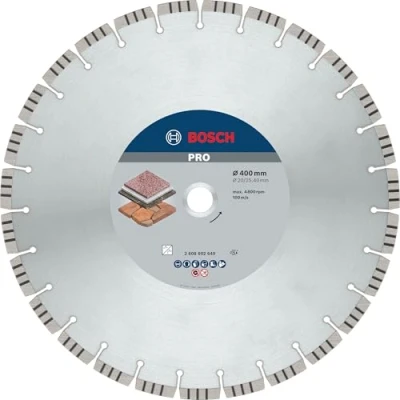 Image of Bosch 1x PRO Stone Diamond Cutting Disc for Bore 25.4 and Table Petrol Saws (for Soft stone, Hard Ø 400 mm, Professional Accessory Circular Saw, Saw)