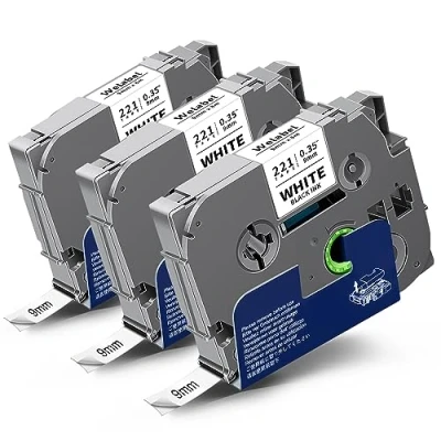 Image of Welabel Compatible for TZe 221 Tz Label Tape Brother TZc TZe221 9mm 0.35 Laminated White Cassette P Touch PTH101C H105 P750W H101GB PT D200 E100 H110 H107B, 3Pack