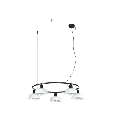 Image of Tatawin Small Pendant Ceiling Light Black, Gloss White 5x E27