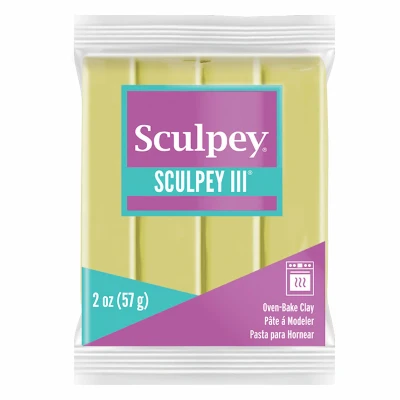 Image of Sculpey III Polymer Oven Bake Clay, Glow in the Dark, Non Toxic, 2 oz. bar, Great for modeling, sculpting, holiday, DIY, mixed media and school projects. kids &amp; beginners!