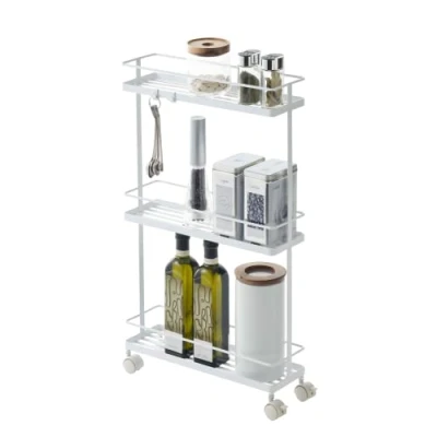 Image of Yamazaki 7151 TOWER Slim Kitchen Storage Cart, white, Steel, Minimalist, 38 x 12 66 cm