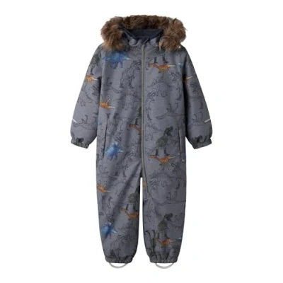 Image of NAME IT Boy&#039;s NMMSNOW10 Suit AOP FO NOOS Snowsuit, Mockingbird/AOP:Dinosaur, 86