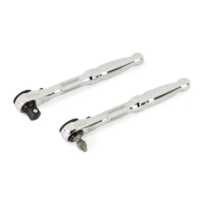 Image of Titan 11335 2 Piece 1/4 Inch Drive x 4 1/8 60 Tooth Ultra Low Profile Micro Ratchet and Ratcheting Bit Driver Set