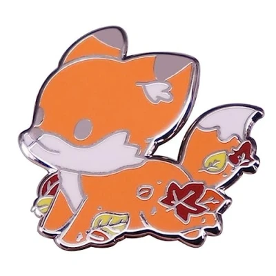 Image of Autumn Fall Fox Maple Leaves Enamel Pin Brooch Leaf Pins Natural Animals Metal Badge Fashion Jewelry Backpack Accessory Gifts