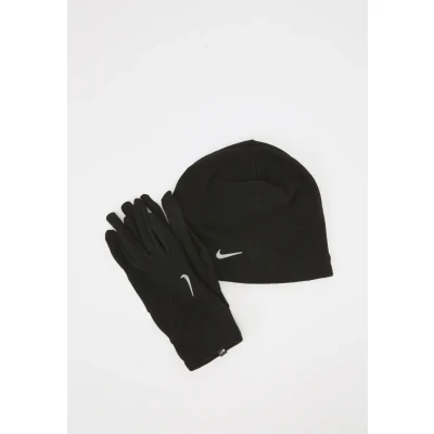 Image of Nike Performance HAT AND Glove SET Beanie, Women&#039;s, Size: M/L, Black/silver