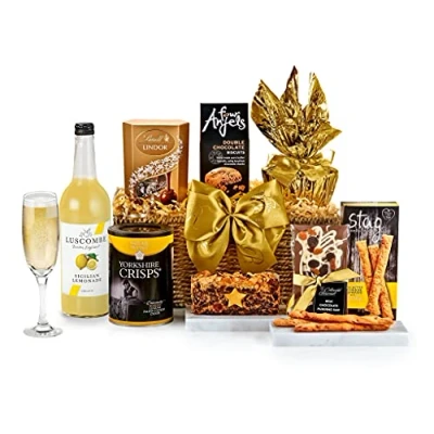 Image of Gourmet Non Alcoholic Gift Basket Chedworth Hamper with Alcohol Free Presse, Cheese Straws, Chocolate Biscuits, Fruit Cake, Truffles Birthday Gifts, from Regency Hampers