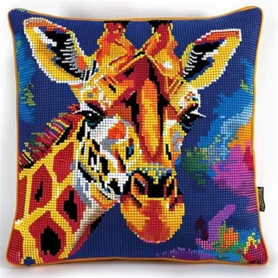 Image of kitphoenix DIY Latch Hook Kits Kit Giraffe Needlework Pillow Cover 43cmX43cm Hooks Knitted Embroidered Carpet Embroidery