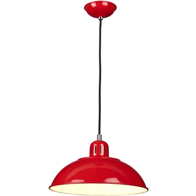 Image of Franklin 1 Light Dome Ceiling Pendant Red, E27