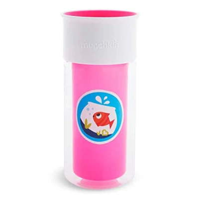 Image of Munchkin Miracle 360 Insulated Sippy Cup, Includes Stickers to Personalise 9oz/266ml, Pink