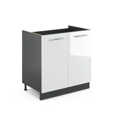 Image of Vicco Sink base cabinet Fame Line, White High Gloss/Anthracite, 80 cm without worktop