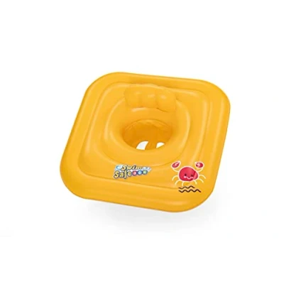 Image of Bestway Swimming Float Inflatable for Toddlers Square 3 Ring Baby Boat Infants 12 24 Months, Yellow