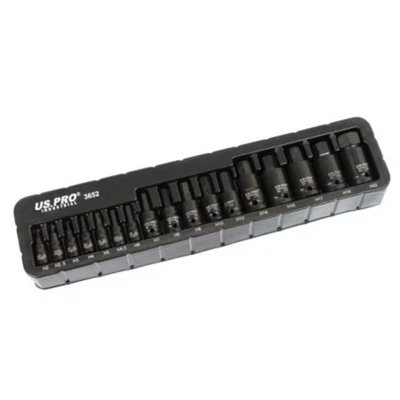 Image of US PRO INDUSTRIAL 17pc Impact HEX Bit Socket Set Mixed Drive 2mm 22mm