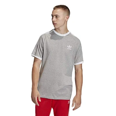 Image of adidas Originals Men&#039;s 3 Stripes T Shirt, Medium Grey Heather/White