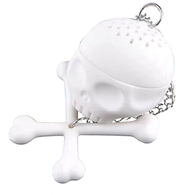 Image of Food Grade Silicone Loose Tea Leaf Infuser Bone Skull Shaped Spices Strainer Filter Bag For Teapot Coffee Cup