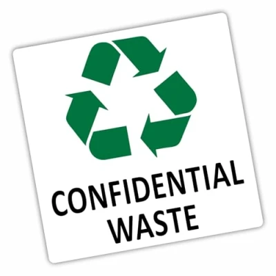 Image of Platinum Place 1 x Confidential Waste Sticker Recycling Bin Sign Recycle Logo Environment Label