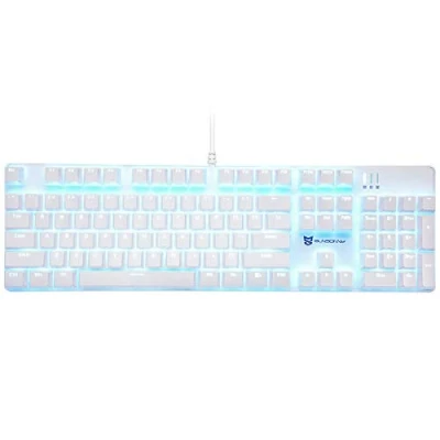 Image of Mecool Mechanical Gaming Keyboard Wired Blue Backlit Brown Switches Full Size 104 Keys US Layout White