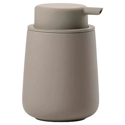 Image of Zone Denmark Nova One Ceramic Liquid Soap Dispenser for Bathrooms Taupe Diameter 8 cm Height 11.5 Capacity 250 ml