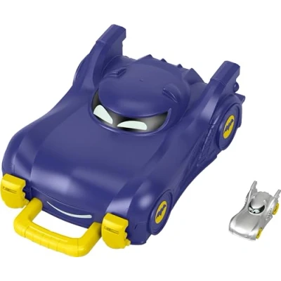 Image of Fisher Price DC Batwheels Preschool Toy Bat The Batmobile Carrying Case with 1:55 Scale Diecast Car for Ages 3+ Years (HRJ52)
