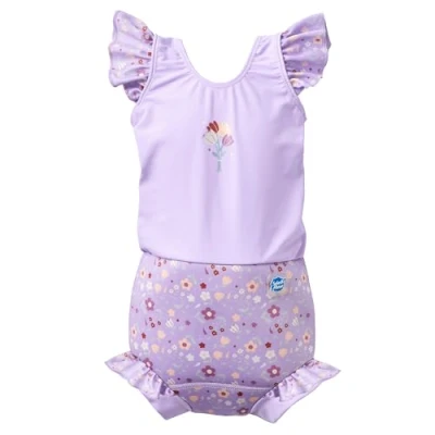 Image of Splash About Baby Girls Happy Costume One Piece Swimsuit, Lilac Spring, 12 24 Months UK