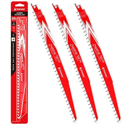 Image of EZARC Carbide Reciprocating Saw Blade R1243HM Endurance for Hard Wood 300mm 3TPI, 3 Pack